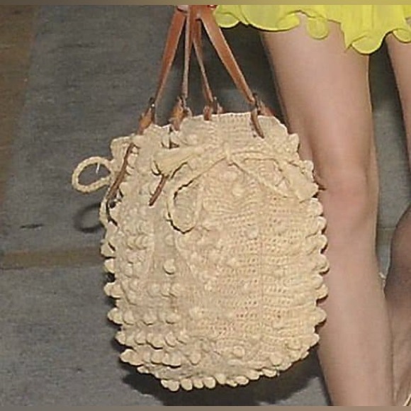 Gerard Darel large raffia tote rust orange color - Picture 8 of 11